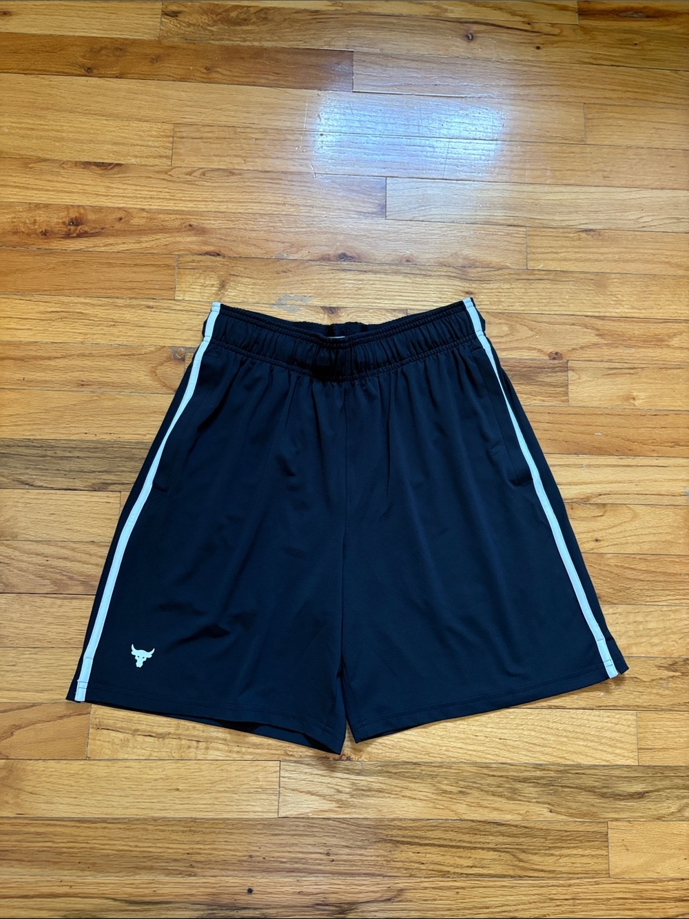 Under Armour Black Athletic Shorts with White Side Stripes